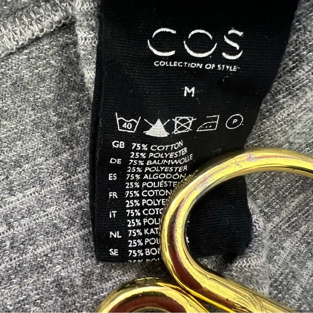 COS Gray Ribbed Open Front Pockets Cardigan Size Medium - Picture 10 of 11